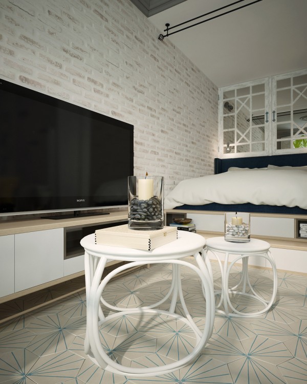 Phối mầu độc đáo cho không gian căn hộ 28 m2