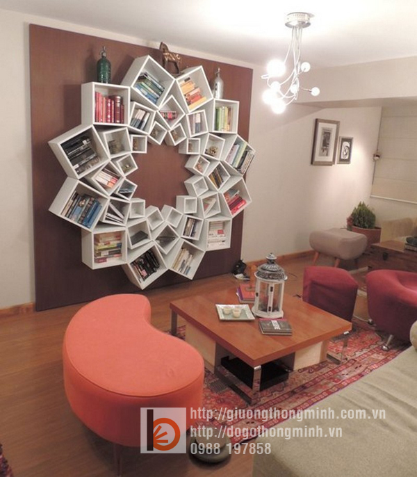 Thiêt kế giá sách độc đáo cho không gian